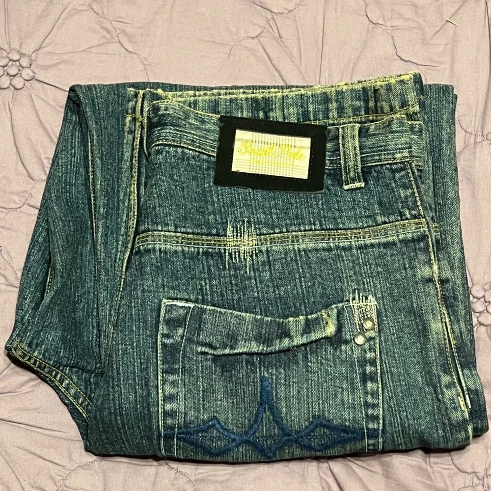 NWT Southpole Authentic Collection Baggy Jeans Embroidered Crest Mens 36x34